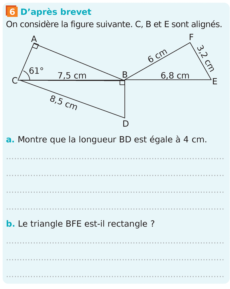 Triangle Rectangle - Synthèse - Exercice N°6 : D’après Brevet