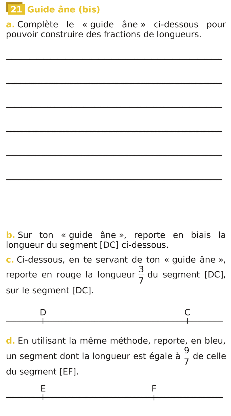 Fractions - Graduer un segment de longueur donnée - Exercice n°21 ...
