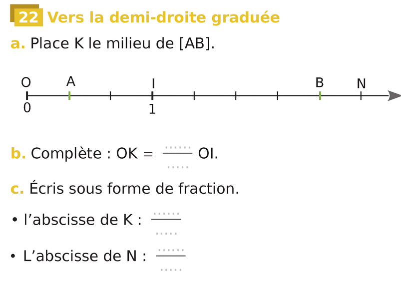 Fractions - Graduer un segment de longueur donnée - Exercice n°22 ...